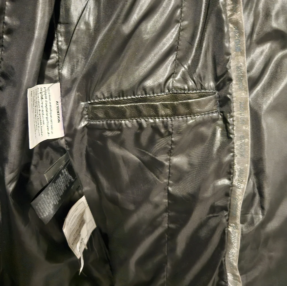 Rudsak black coat with leather sleeves size S - Picture 3 of 7